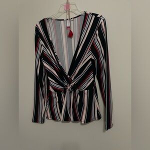 No Boundaries Multicolor Striped Wrap Blouse
size XL 15-17 Office wear